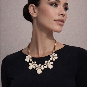 J. Crew Gold and Cream Floral Necklace